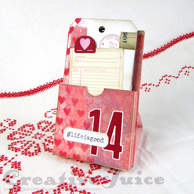 Lisa Hoel for Eileen Hull - Love Journaling Valentine tag journal with stand  #EileenHull  #eileenhulldesigns  #sizzix #mymakingstory #TeamEileen #mysizzixstory