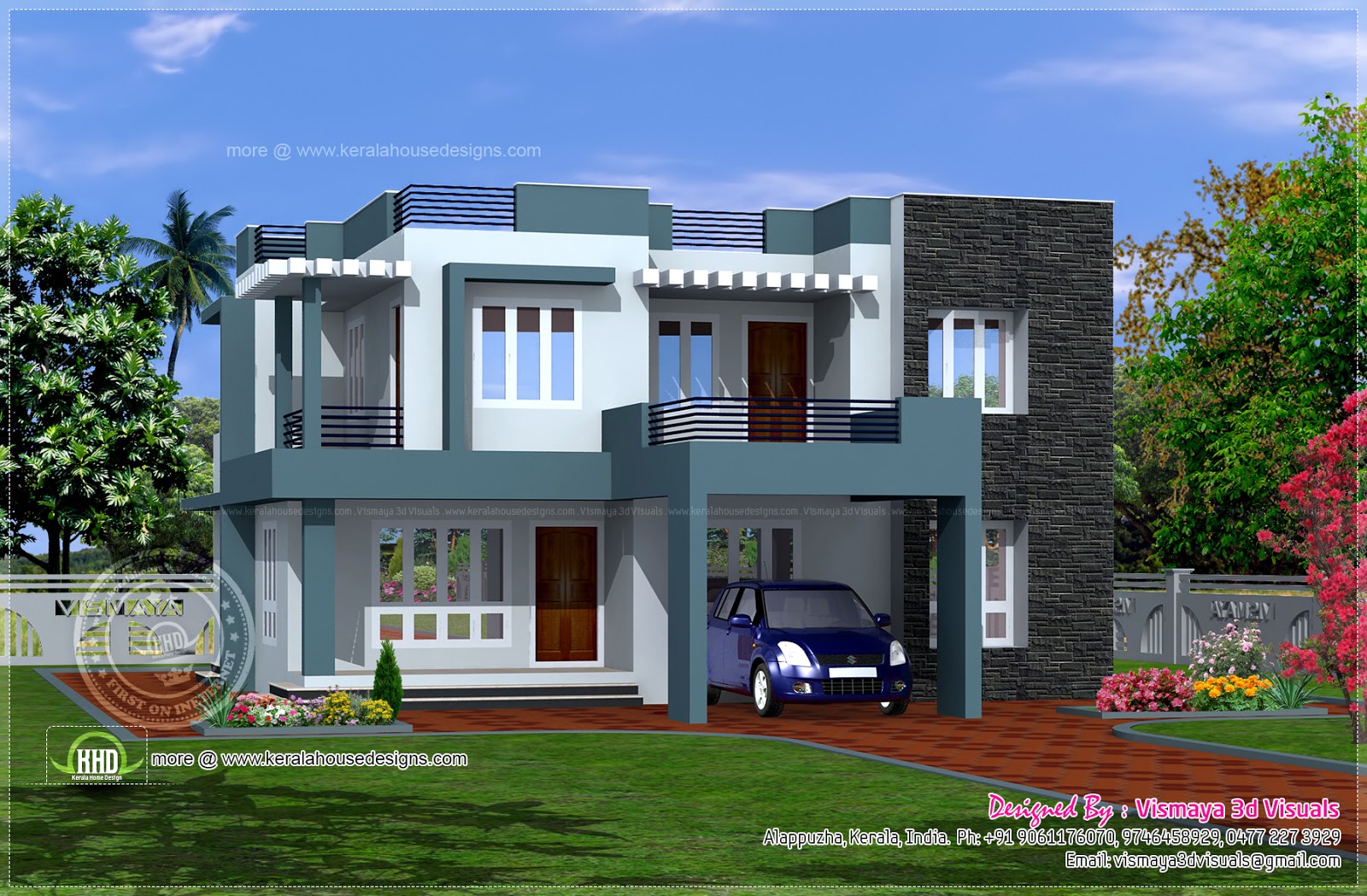  Simple  contemporary style villa plan  Kerala  home  design 