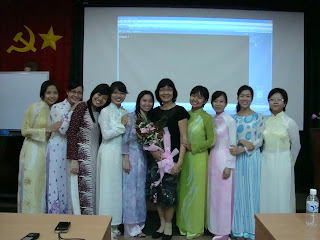 Ao Dai in Vietnamese school. Students with Aodai