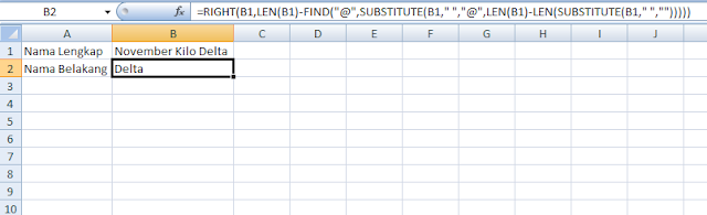 Rumus Excel Mengambil Nama Belakang Saja