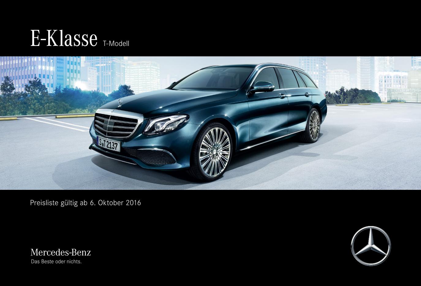 Mercedes-Benz S 213 E-Klasse T-Modell Preisliste 10/2016