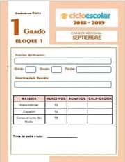 Examen del Bloque I Primer grado  2018-2019