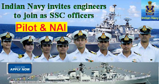 Recruitment of SSC Officers Pilot & NAI in Indian Navy 2016