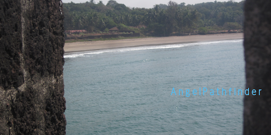 the pristine beach across Vijaydurg (sea fort)
