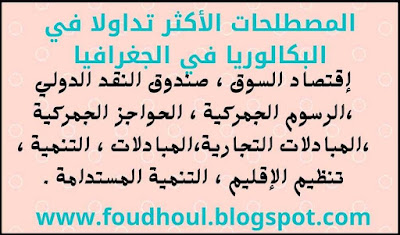 المصطلحات الأكثر تداولا في التاريخ و الجغرافيا في البكالوريا شعبة تسيير و إقتصاد