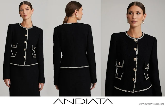 Crown Princess Victoria wore Andiata Lesley Boucle Blazer with gold buttons