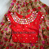 Floral Lehenga Red Mirror Blouse