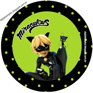 Cat Noir: Free Printable Cupcake Wrappers and Toppers.