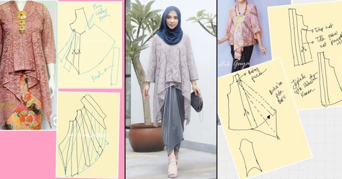 11 Model Kebaya Modern Lengkap Dengan Pola Jahitannya Jaga - Pola baju gamis brokat