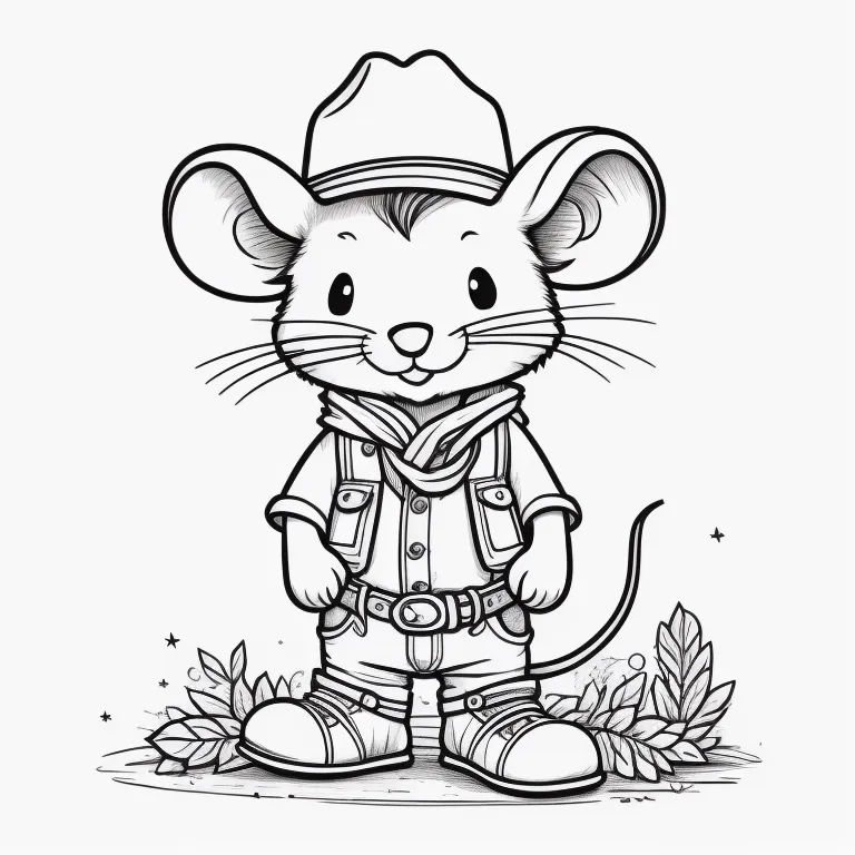 Desenho ratinho vaqueiro para imprimir e colorir, Pintura para crianças, Caderno de desenhos