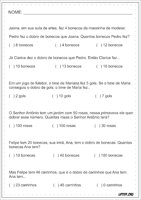 Dobro Atividades Matemática Ensino Fundamental