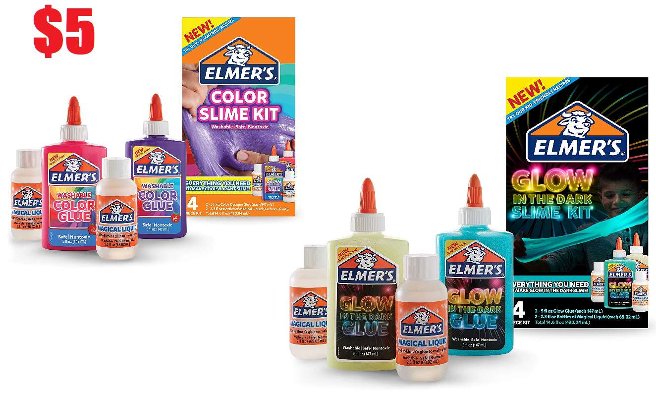 Elmers Glue Color Slime Kit 5 Glow In The Dark Slime Kit