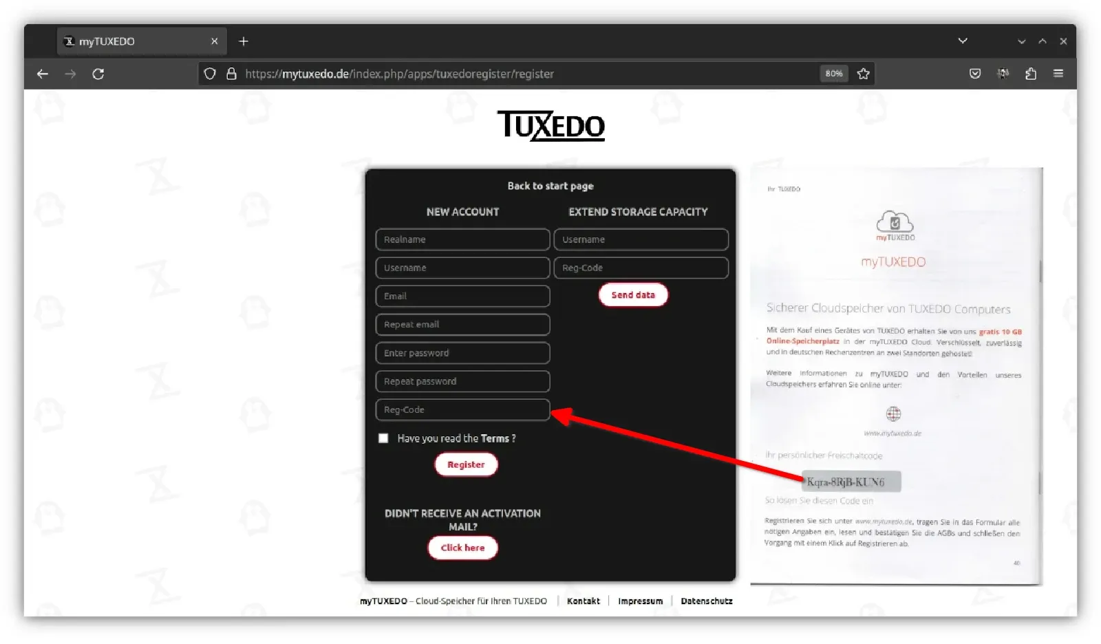 myTUXEDO registration