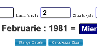 Afla Ziua Ta de Nastere / Zi din Saptamana - Calculator si Calendar Gratuit Online 