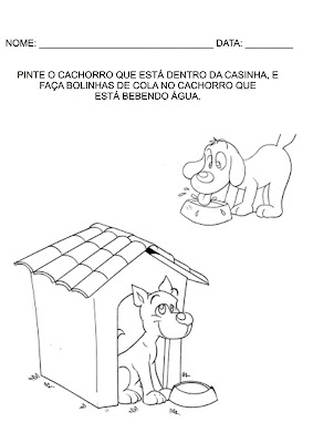 Atividades para Educação Infantil - Pinte o cachorro