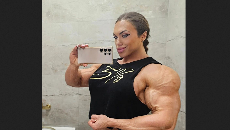 Powerful woman flaunts impressive biceps proudly
