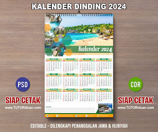 Desain Kalender Dinding 2024 12 Bulan CDR PSD