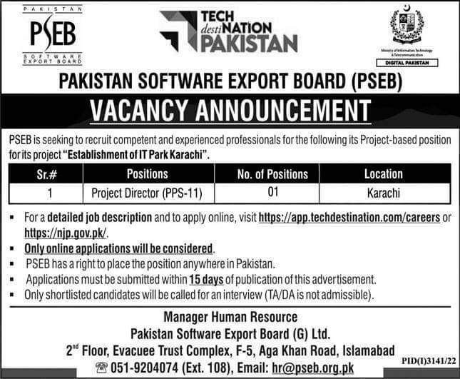  Jobs at PSEB 2022 | Pakistan Software Export Board Apply Online 