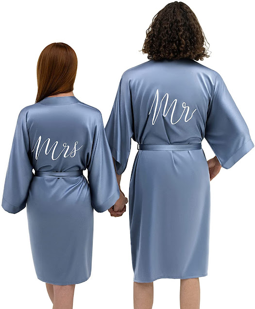 Embroidered Silky Satin Robes For Men and Women