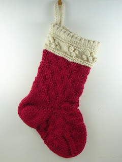 hand knit stocking wool roving red cream  white