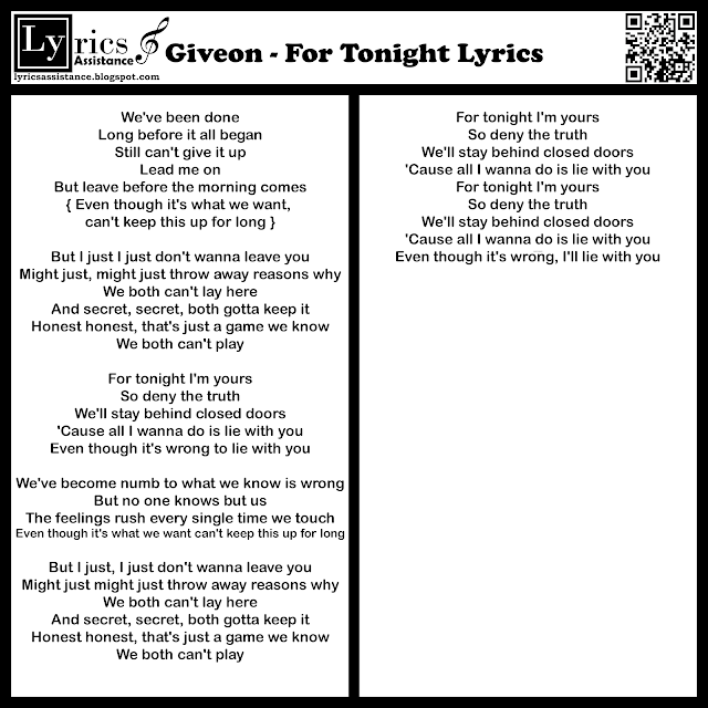 Giveon - For Tonight Lyrics | lyricsassistance.blogspot.com