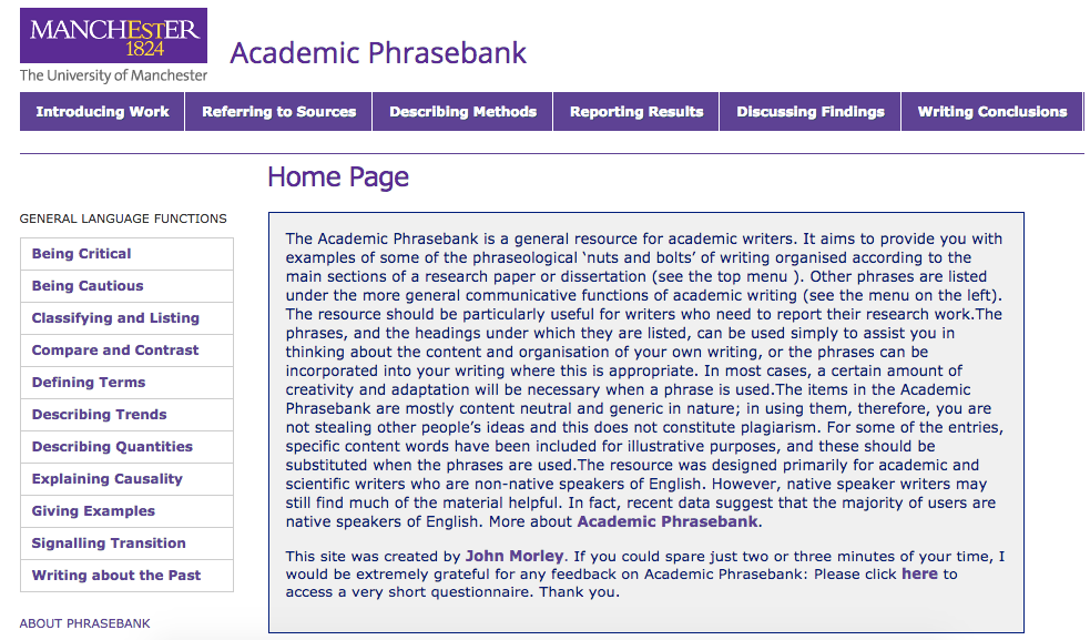 Academic Phrasebank | Signalling transition - Academic Phrasebank