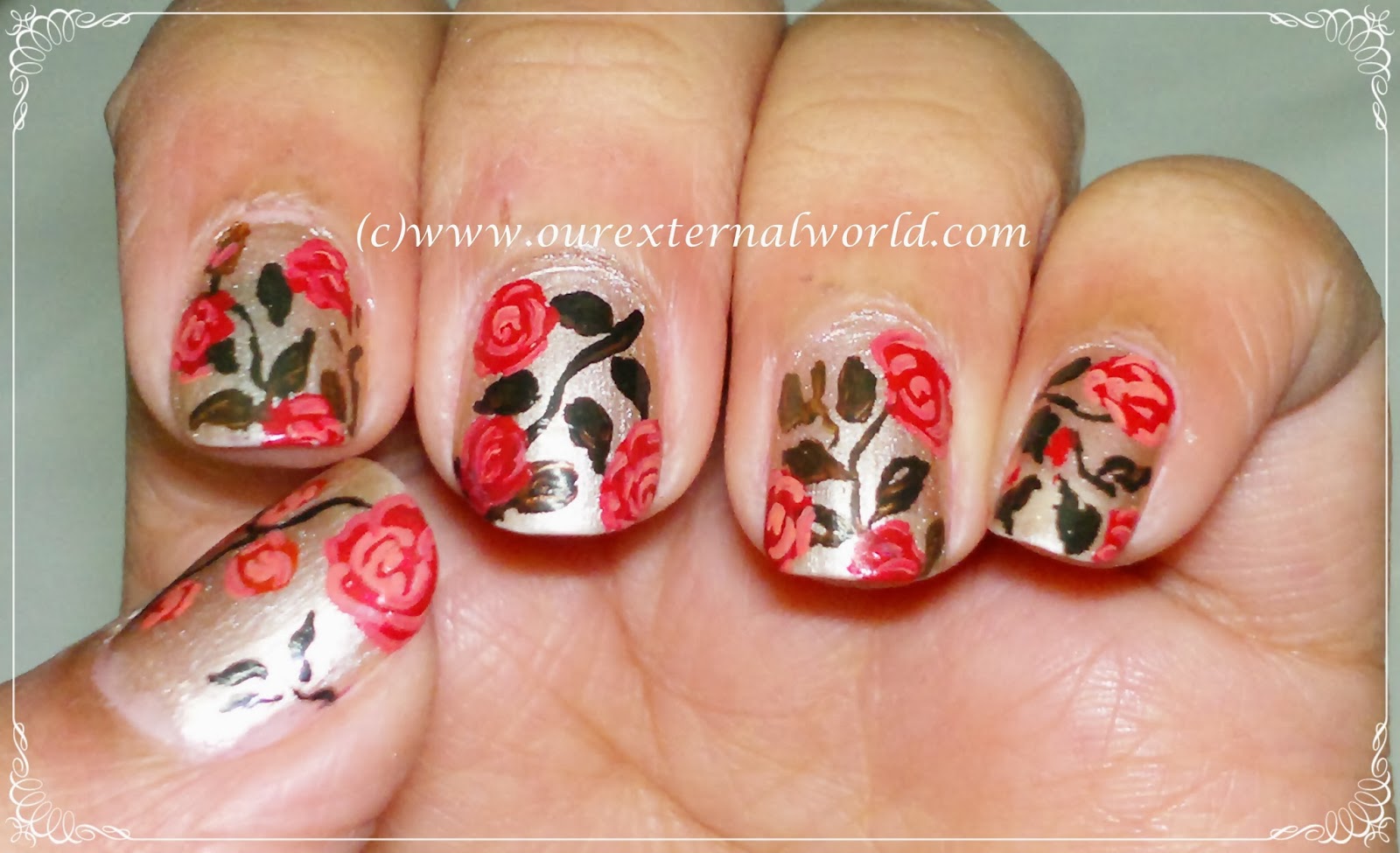 Vintage Rose Nail Art Tutorial  Inspired By Robin Moses