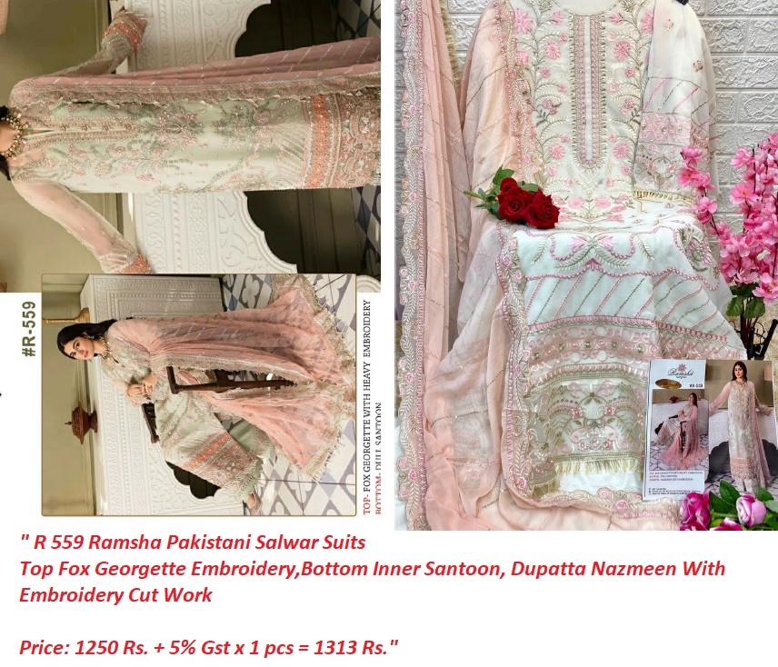 Buy Georgette Embroidery R 559 Ramsha Pakistani Salwar Suits