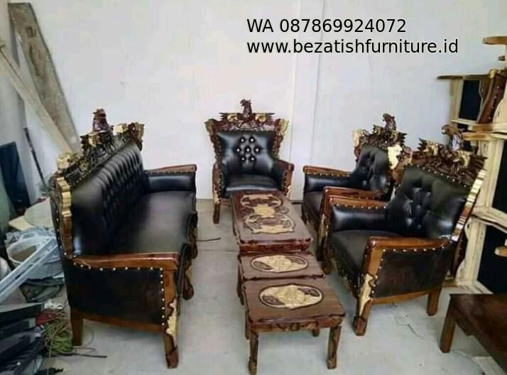 kursi tamu model modern kayu jati klasik ukir mewah pilihan terbaru khas Jepara sofa tamu jati ukir garuda