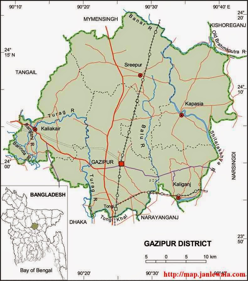 gazipur zila map of bangladesh