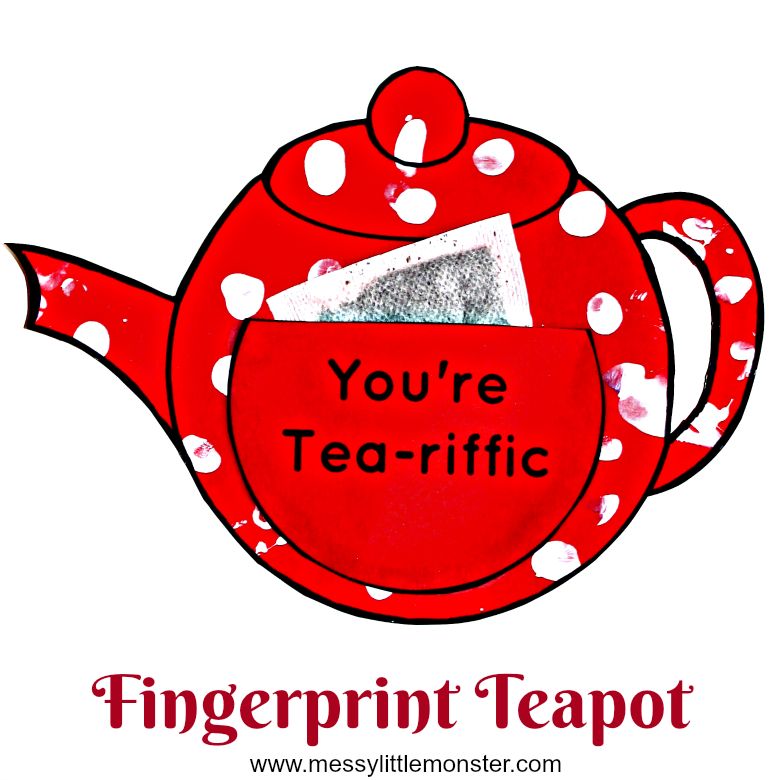 Printable Teapot You're Tea-riffic Mother's Day Card for kids to make