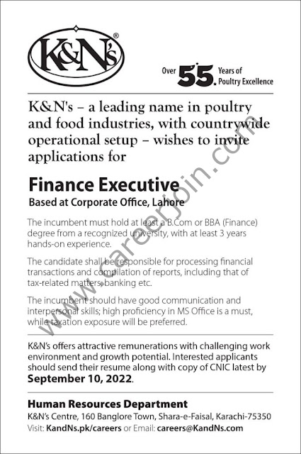 Latest Private Jobs In K&N’s Pakistan Finance Executive