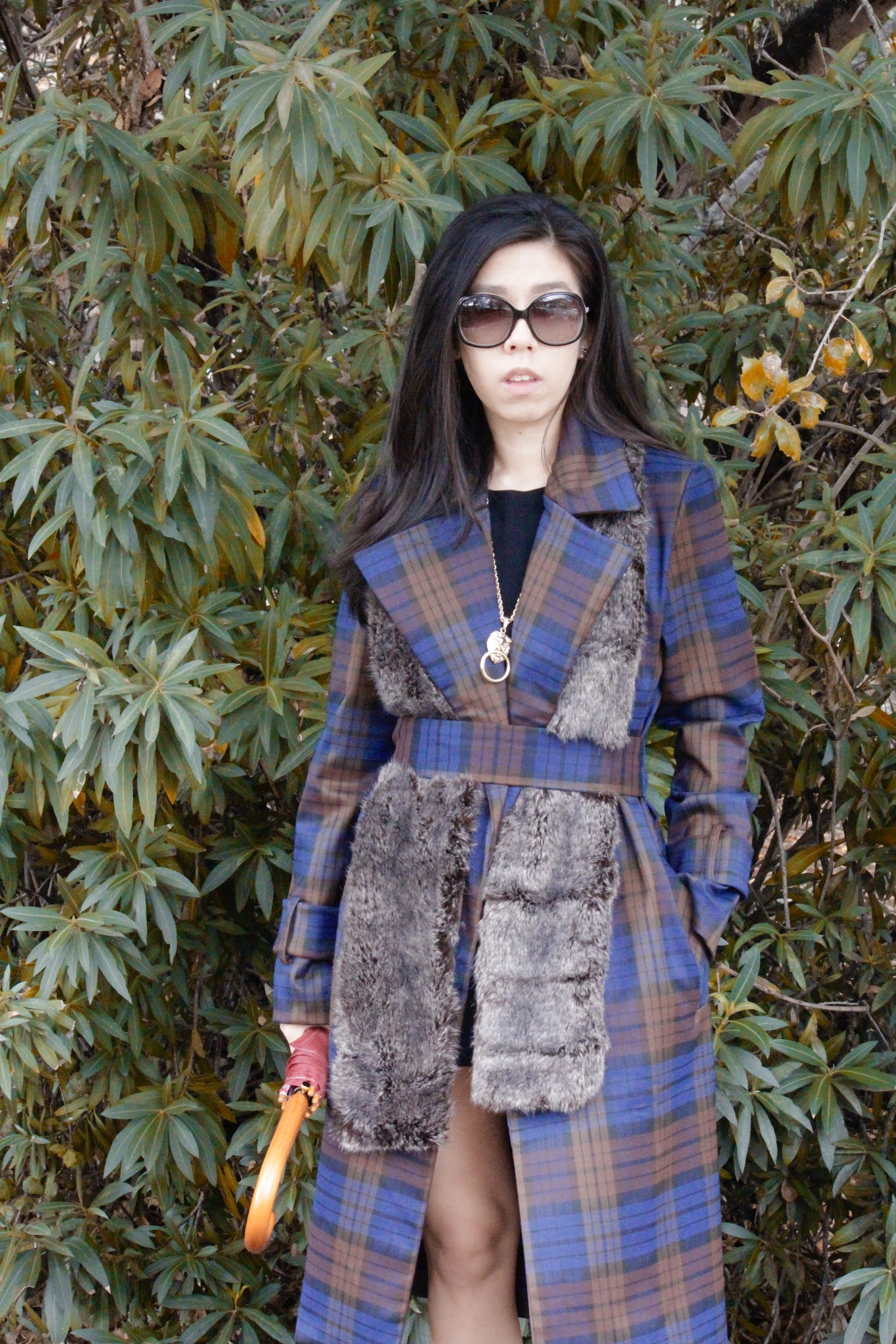 Mini Dress and Blue Plaid Coat Petite Fashion Blogger - San Diego Blogger