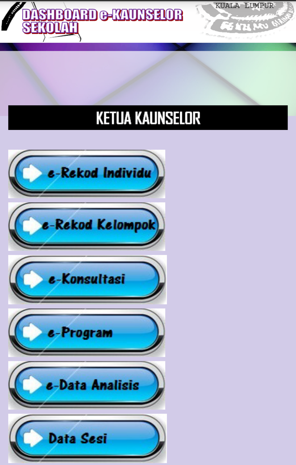 KAUNSELOR NURHAIZA CHE MAT : Dashboard e-kaunselor sekolah 