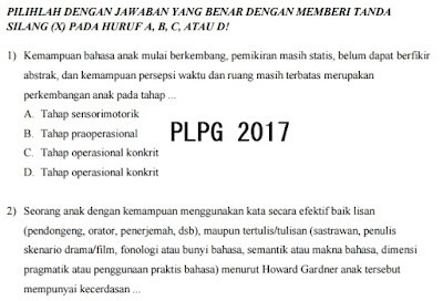 Kumpulan Soal UTN PLPG Plus Kunci Jawaban Tahun 2017