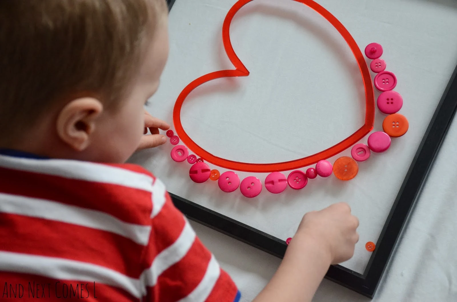 Loose parts play idea for Valentine's Day