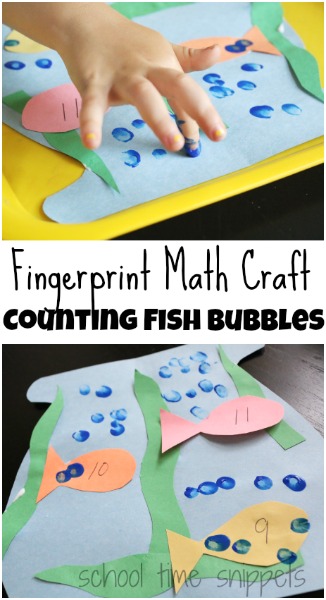 Counting Bubbles Preschool Fish Theme Fingerprint Activity