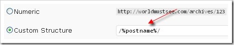 setting permalink wordpress