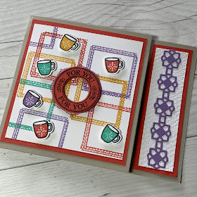 Coffee mugs on card from gift card holder