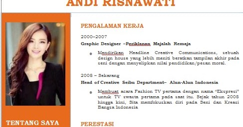 Contoh Curriculum Vitae Tampilan Cantik, Menarik Dan 