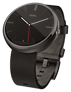 Moto 360 Smartwatch black with black leather band