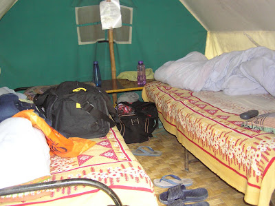 The inside of the tent in the Saatal camp