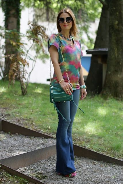 Hippie look, Jeffrey Campbell flower Litas, Denimocracy bell bottom pants, Fashion and Cookies