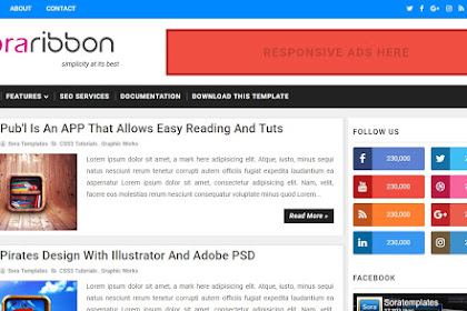 Sora Ribbon Blogger Template Premium Free Download