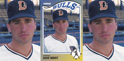 Dave Brust 1990 Durham Bulls card, Brust seen up close