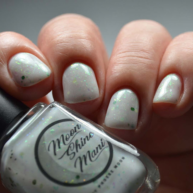 white glitter nail polish low light swatch