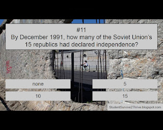 By December 1991, how many of the Soviet Union’s 15 republics had declared independence? Answer choices include: none, 5, 10, 15