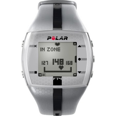 front of polar ft4 heart rate monitor showinginformation