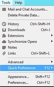 Opera Quick Preference