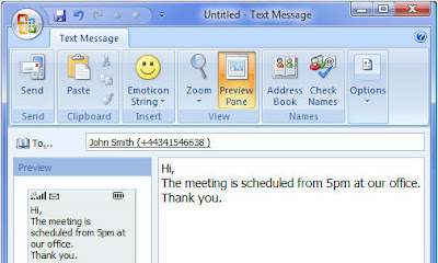 Send Text Message  Computer on Send Sms Worldwide Using Microsoft Outlook 2007 Directly From Your
